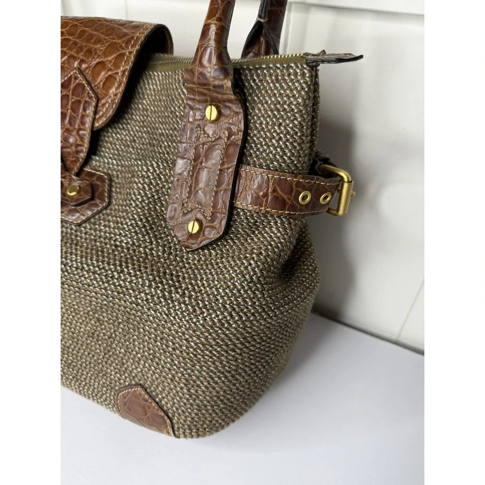 ERIC JAVITS Squishee Woven Satchel‎ Alligator Embossed Handbag